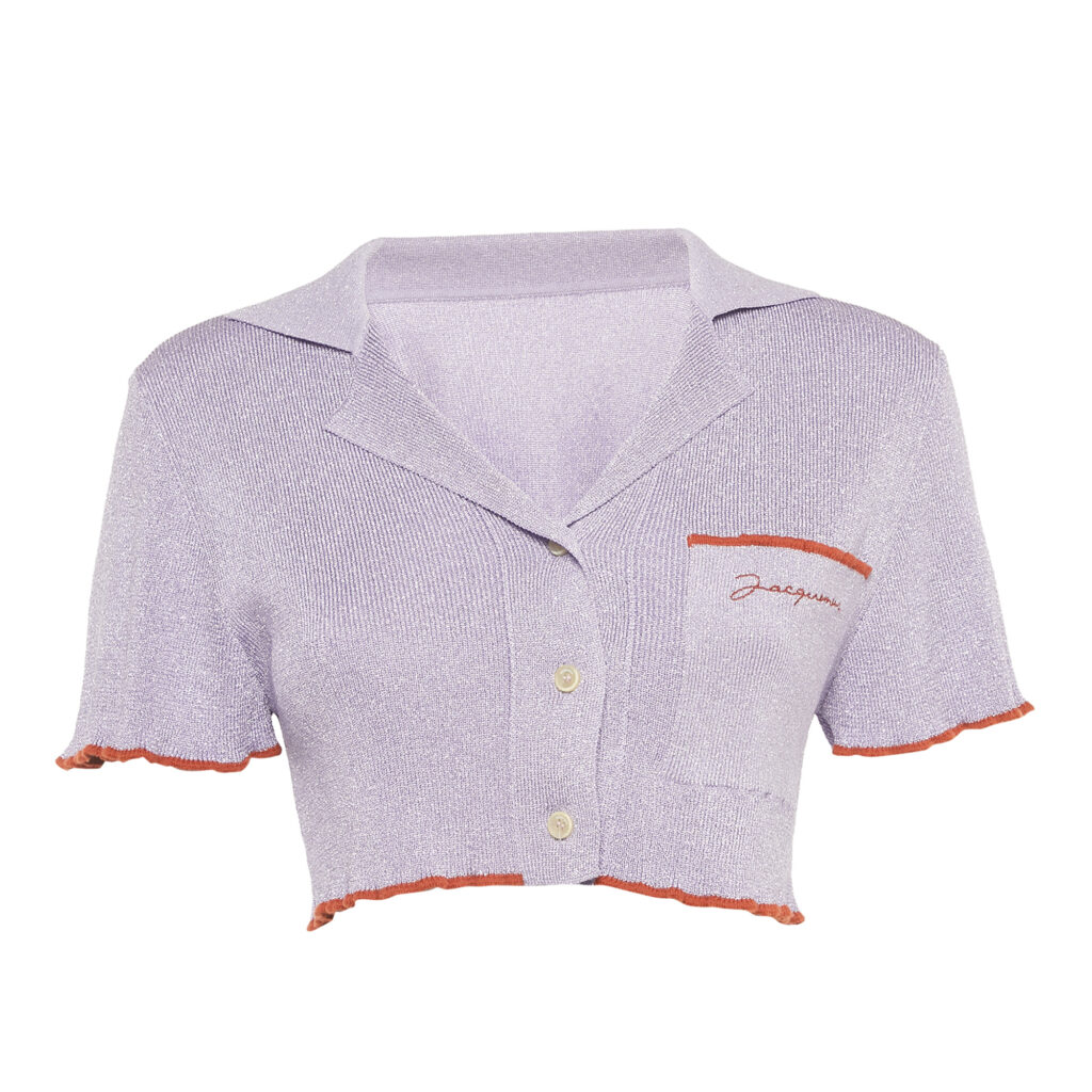 Jacquemus Purple Lurex Knit Le Haut Brilho Bowling Crop Top XS Jacquemus Purple Lurex Knit Le Haut Brilho Bowling Crop Top XS