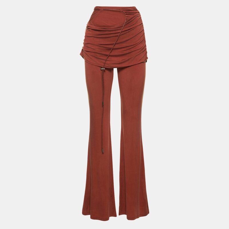 Jacquemus Burnt Orange Jersey Ruched Overlay Espelho Drawcord Trousers S Jacquemus Burnt Orange Jersey Ruched Overlay Espelho Drawcord Trousers S