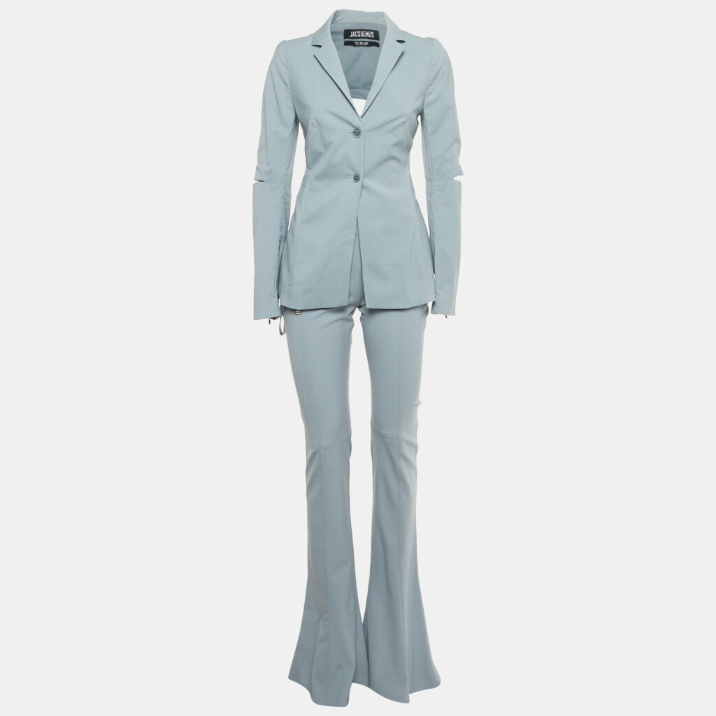 Jacquemus Light Blue Wool Cut Out Le Splash Blazer & Pants Set S Jacquemus Light Blue Wool Cut Out Le Splash Blazer & Pants Set S
