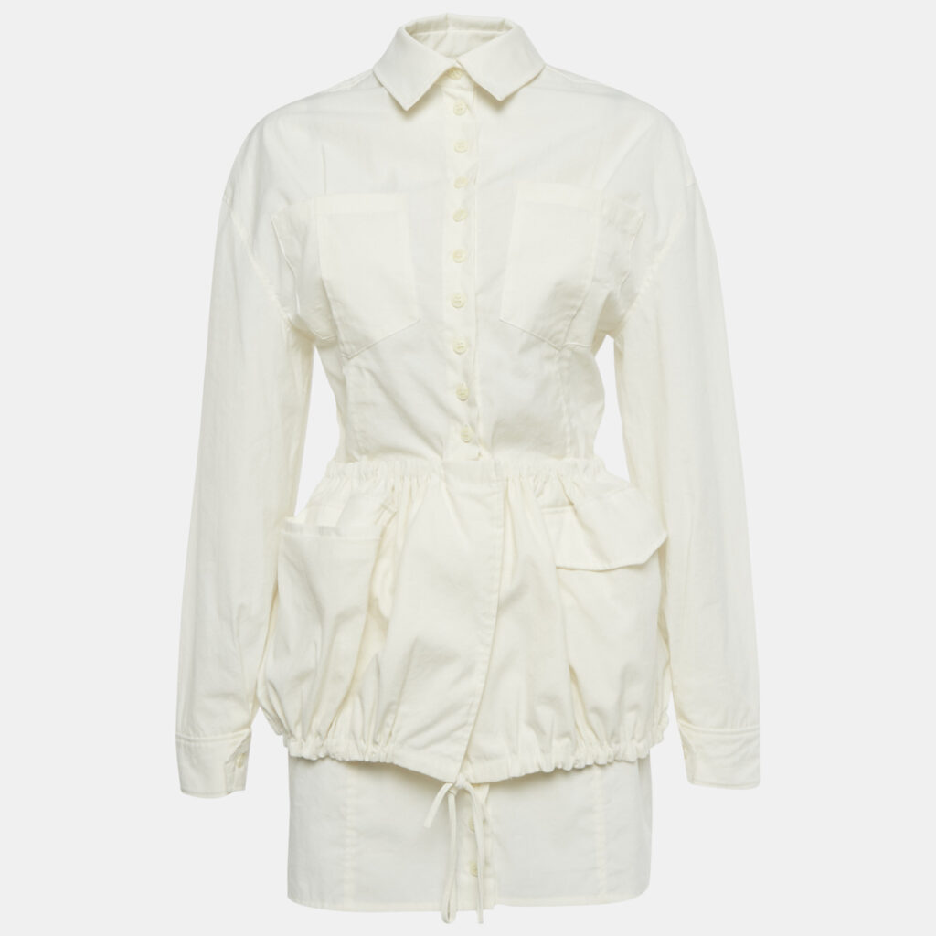 Jacquemus Ivory Crepe Layered Le Coup de Soleil Mini Dress M Jacquemus Ivory Crepe Layered Le Coup de Soleil Mini Dress M