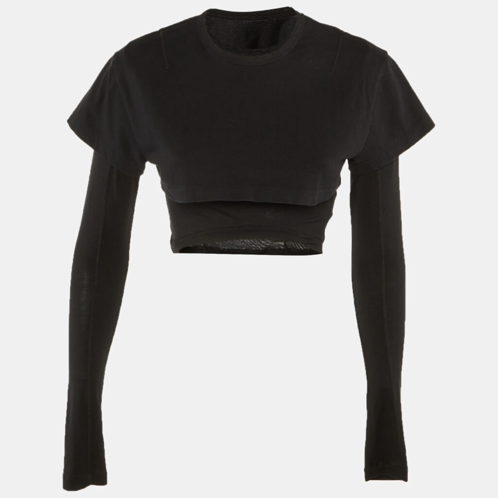 Jacquemus Black Cotton & Lyocell Le Double Crewneck T-shirt M