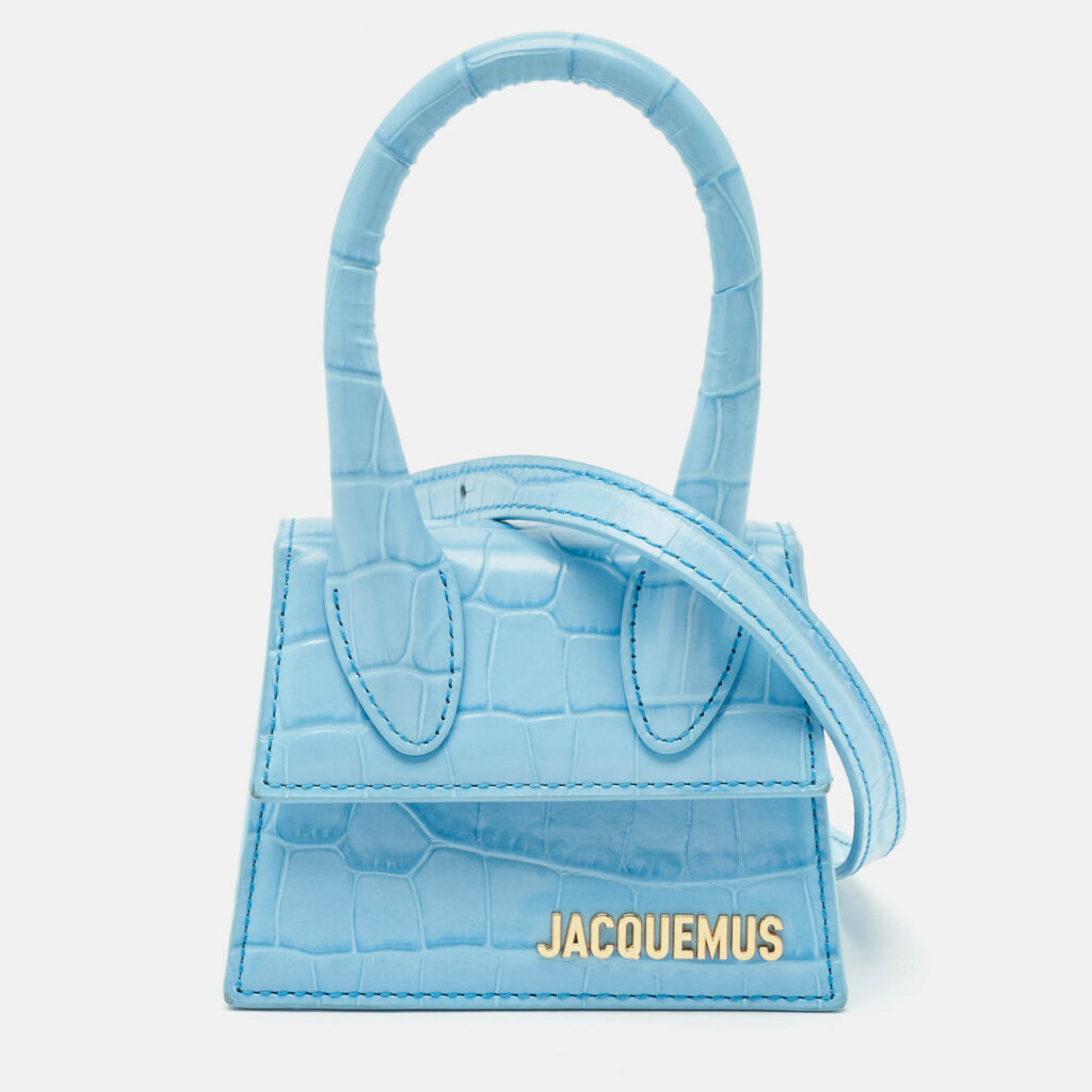 luxury-women-jacquemus-used-handbags-p1169898-012-1.jpg Jacquemus Light Blue Croc Embossed Leather Mini Le Chiquito Top Handle Bag