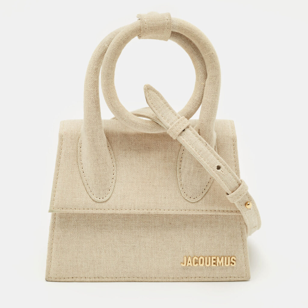 luxury-women-jacquemus-used-handbags-p1170748-007-1.jpg Jacquemus Beige Fabric Le Chiquito Noeud Top Handle Bag