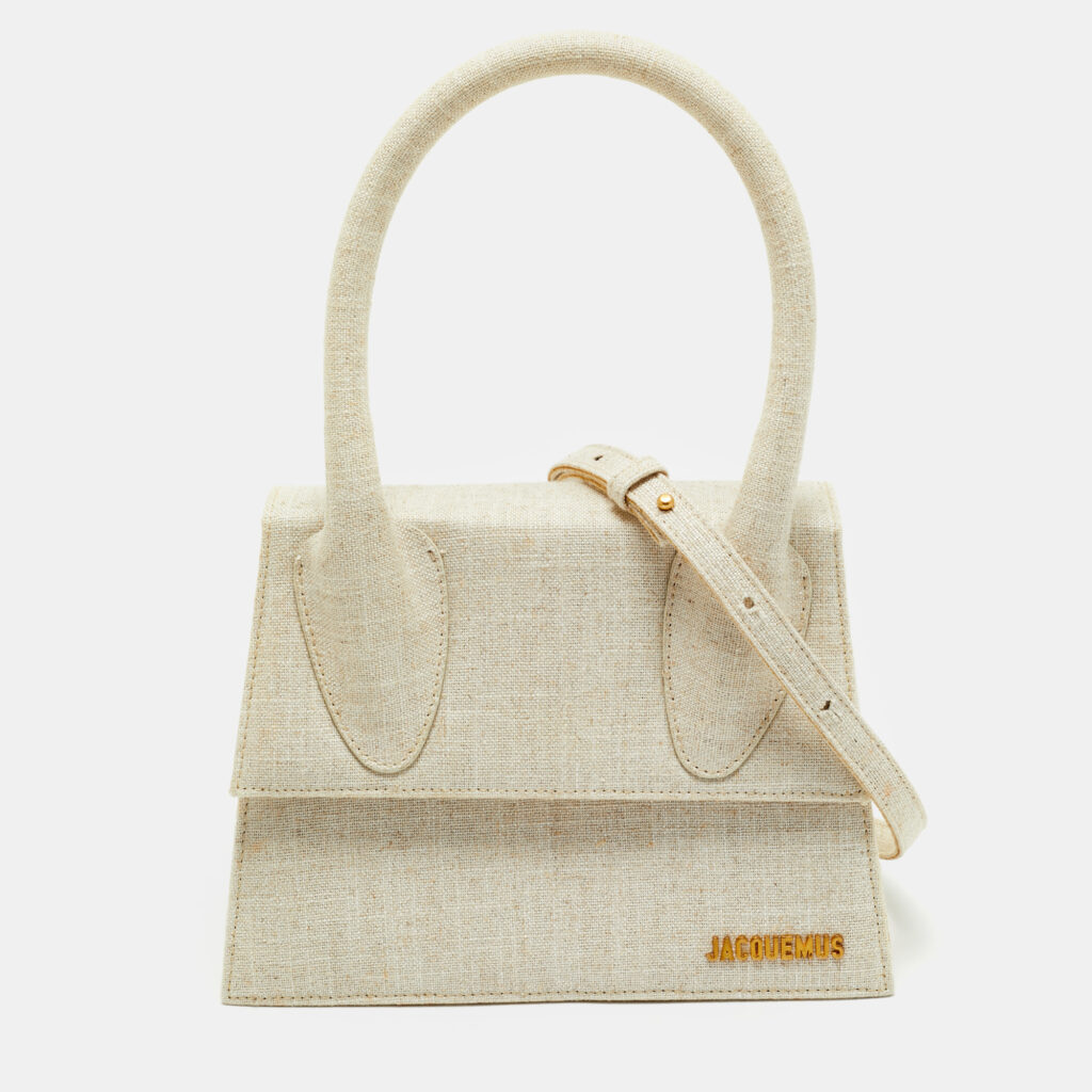 Jacquemus Beige Canvas Grand Le Chiquito Top Handle Bag