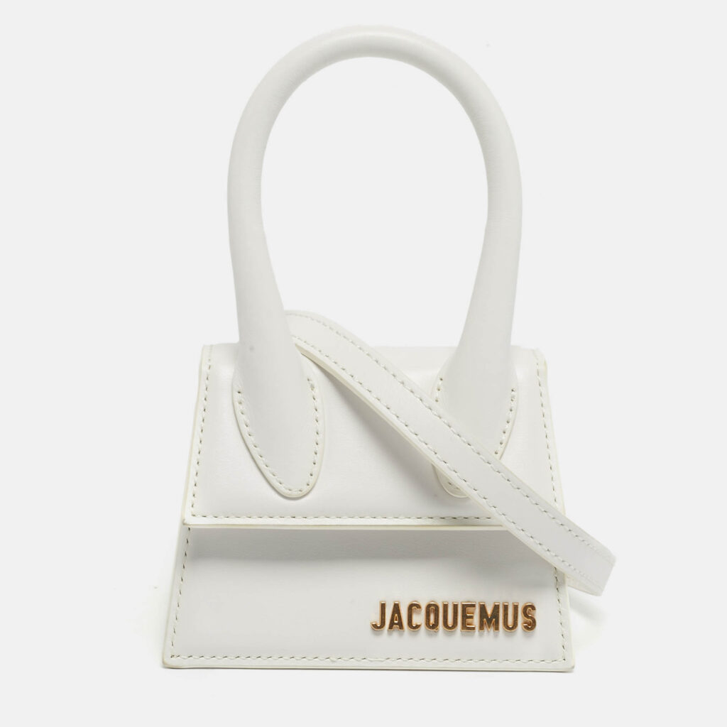 Jacquemus White Leather Mini Le Chiquito Top Handle Bag