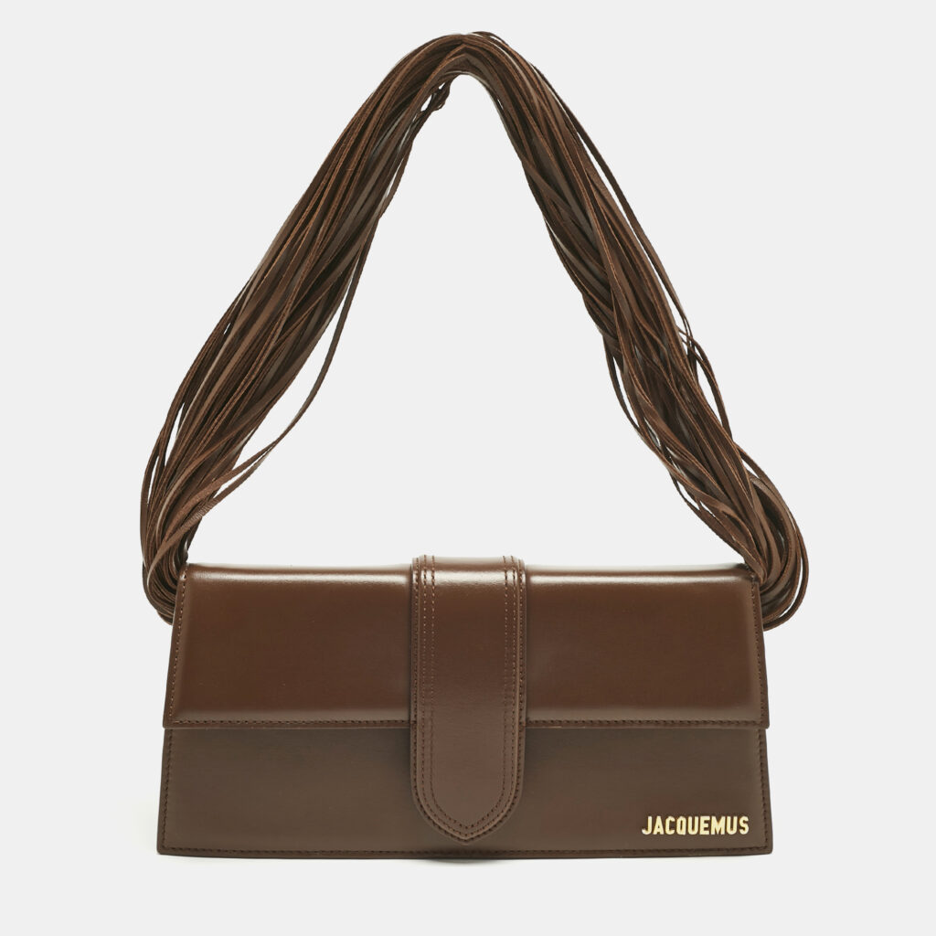 Jacquemus Dark Brown Leather Long Le Bambino Ficiu Shoulder Bag Jacquemus Dark Brown Leather Long Le Bambino Ficiu Shoulder Bag