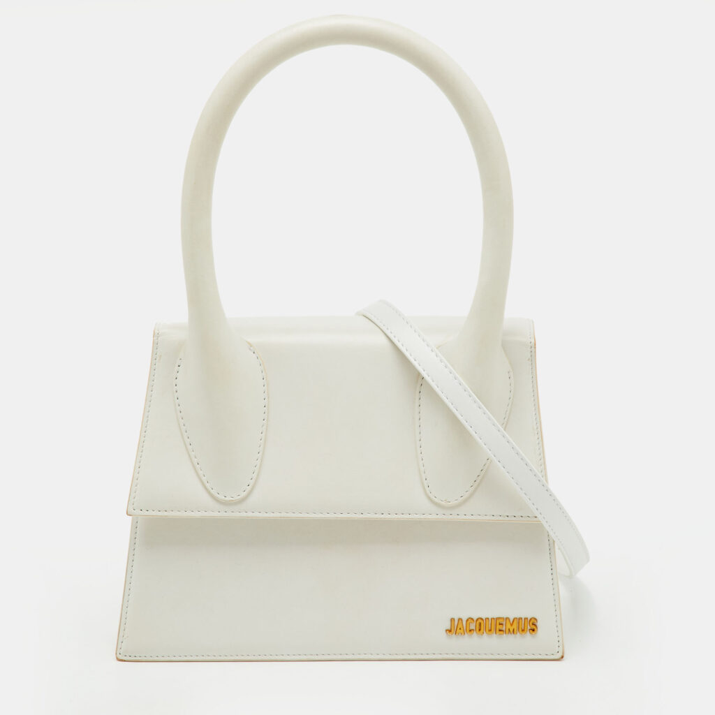 luxury-women-jacquemus-used-handbags-p1217771-013-1.jpg Jacquemus White Leather Grand Le Chiquito Top Handle Bag