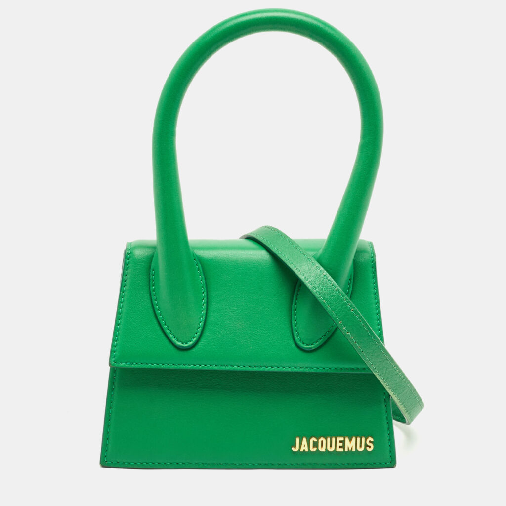 Jacquemus Green Leather Le Chiquito Moyen Top Handle Bag