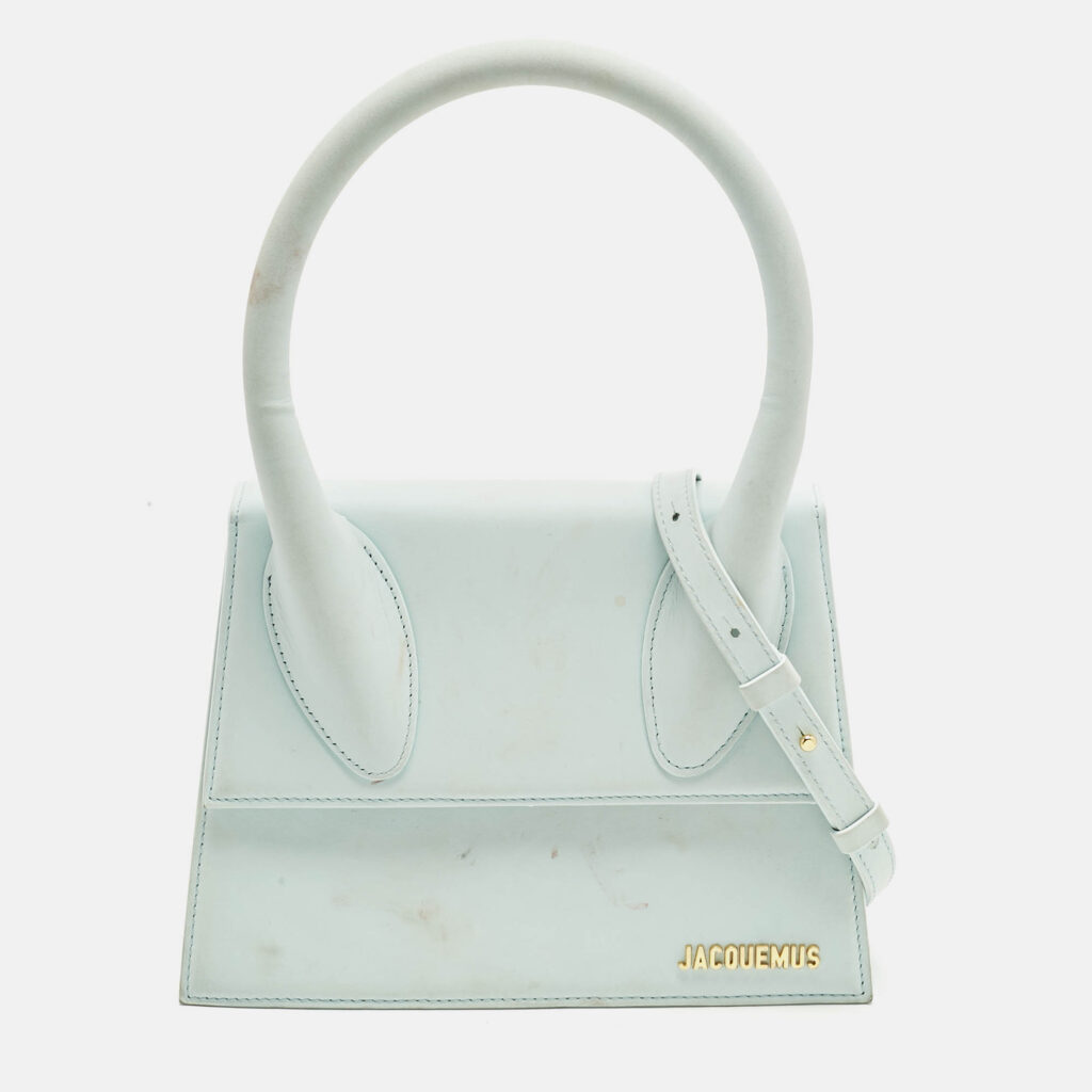 Jacquemus Light Blue Leather Grand Le Chiquito Top Handle Bag