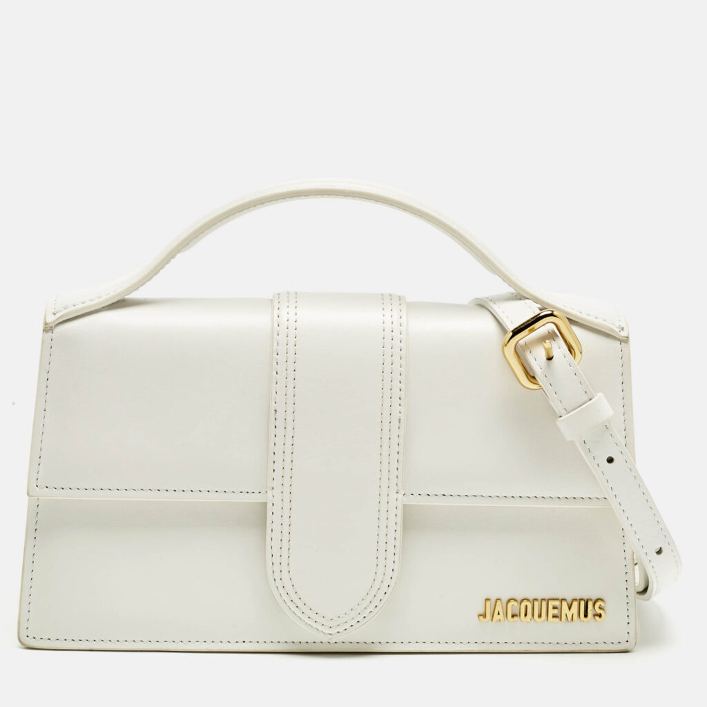 Jacquemus White Leather Le Grand Bambino Top Handle Bag Jacquemus White Leather Le Grand Bambino Top Handle Bag