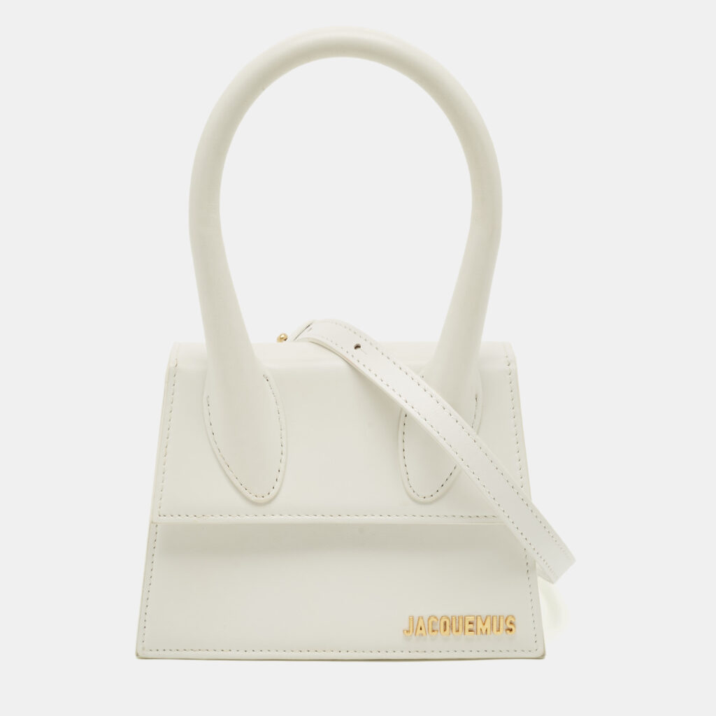 Jacquemus Le Chiquito Moyen White Leather Top Handle Bag Jacquemus Le Chiquito Moyen White Leather Top Handle Bag