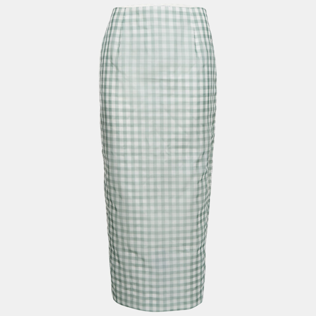 Jil Sander Green Gingham Nylon Midi Dress S
