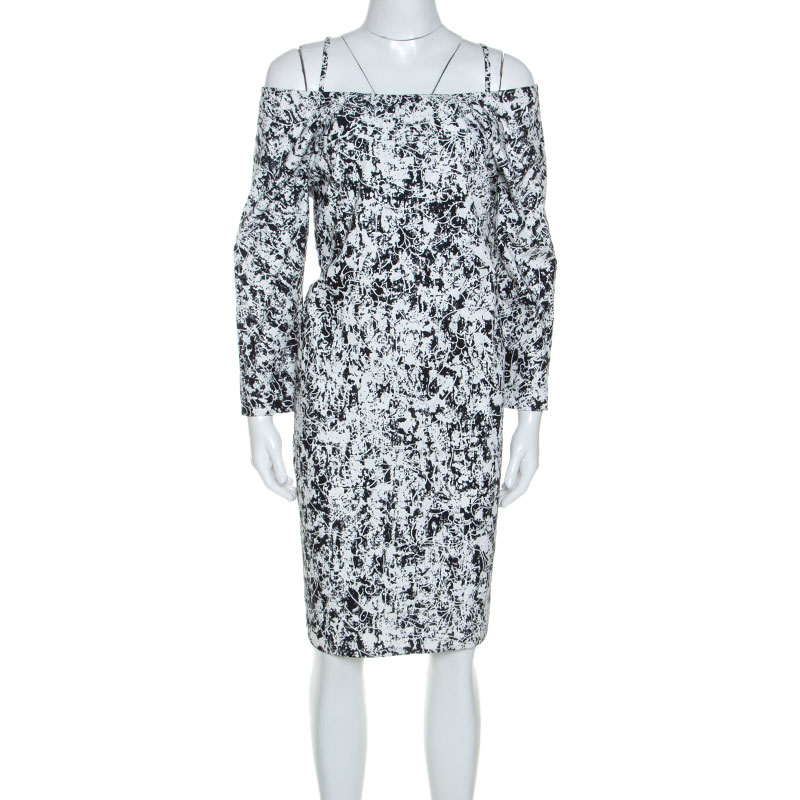 Jil Sander Monochrome Cotton Off Soulder Risiko Dress L Jil Sander Monochrome Cotton Off Soulder Risiko Dress L