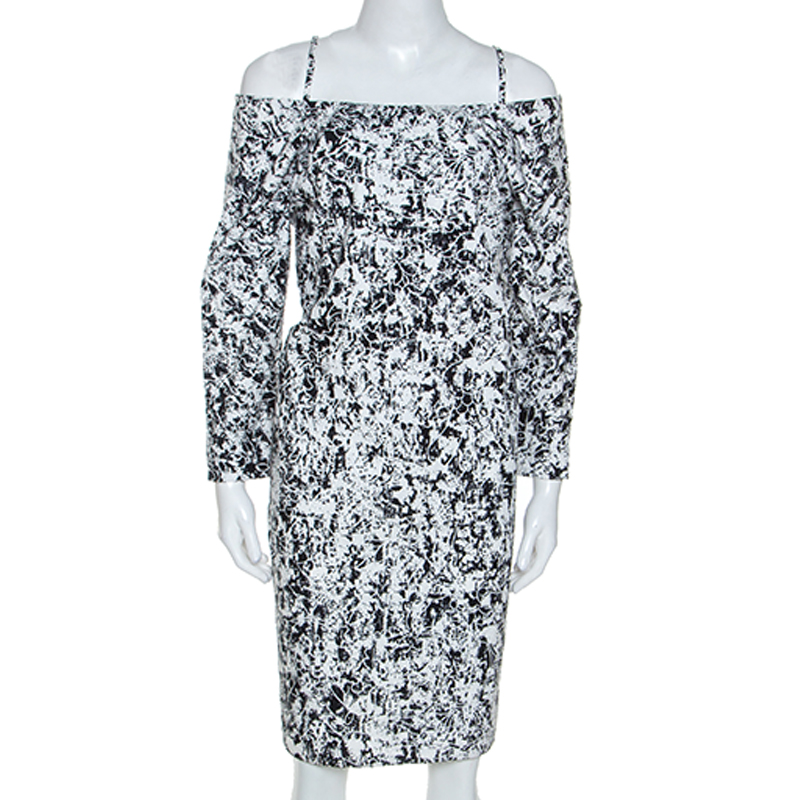 Jil Sander Monochrome Cotton Off Shoulder Risiko Dress M Jil Sander Monochrome Cotton Off Shoulder Risiko Dress M