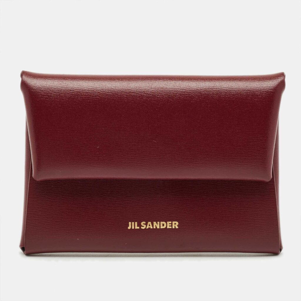 Jil Sander Burgundy Leather Folded Coin Purse Jil Sander Burgundy Leather Folded Coin Purse