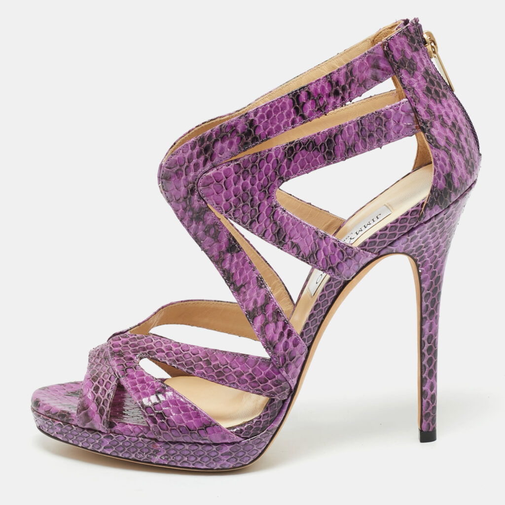 Jimmy Choo Purple Python Collar Platform Sandals Size 41 Jimmy Choo Purple Python Collar Platform Sandals Size 41