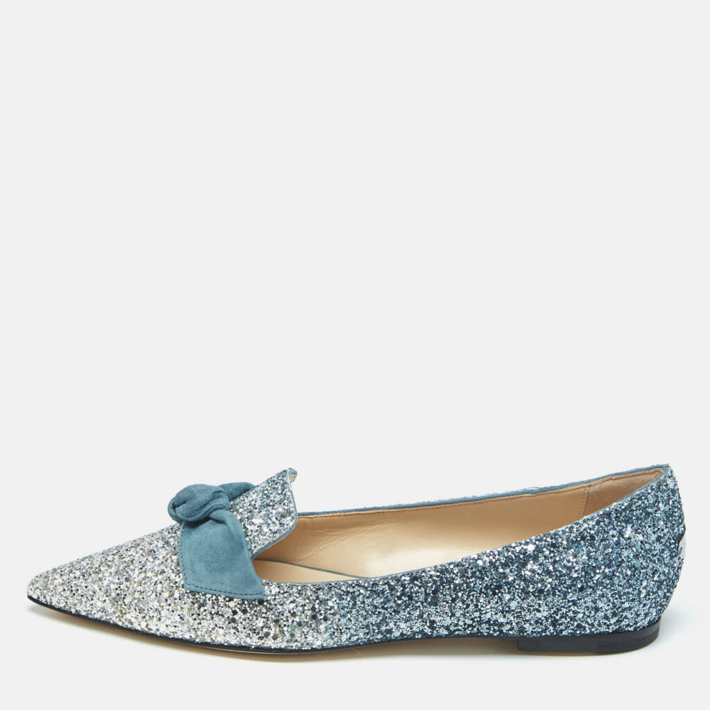Jimmy Choo Ombre Blue Glitter Gabie Ballet Flats Size 36.5 Jimmy Choo Ombre Blue Glitter Gabie Ballet Flats Size 36.5