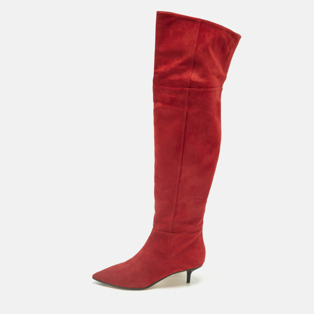 luxury-women-jimmy-choo-new-shoes-p1241015-010.jpg Jimmy Choo Red Suede Rise 50 Knee Length Boots Size 40
