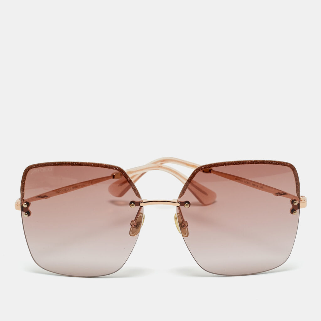 Jimmy Choo Pink/Rose Gold Tavi/N/S DDB3X Square Sunglasses Jimmy Choo Pink/Rose Gold Tavi/N/S DDB3X Square Sunglasses
