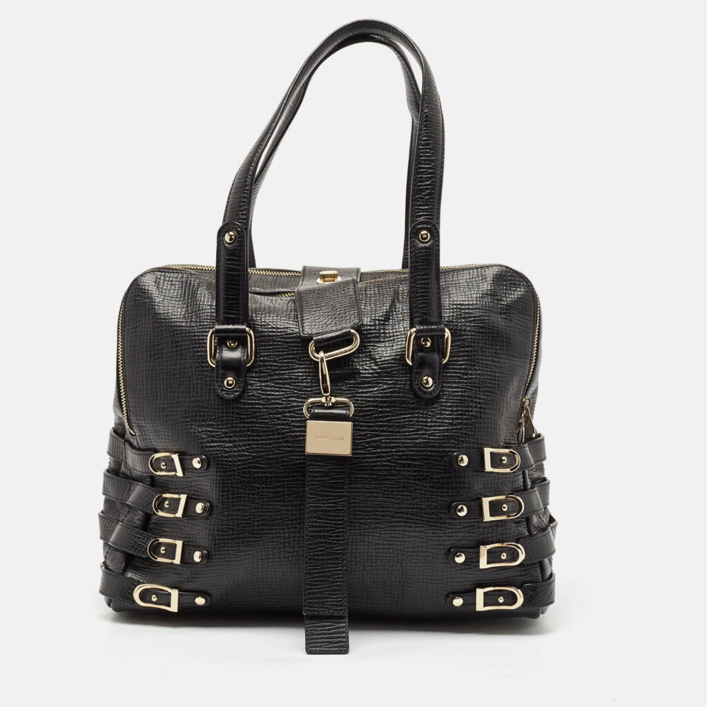Jimmy Choo Black Textured Leather Blythe M Bag Jimmy Choo Black Textured Leather Blythe M Bag