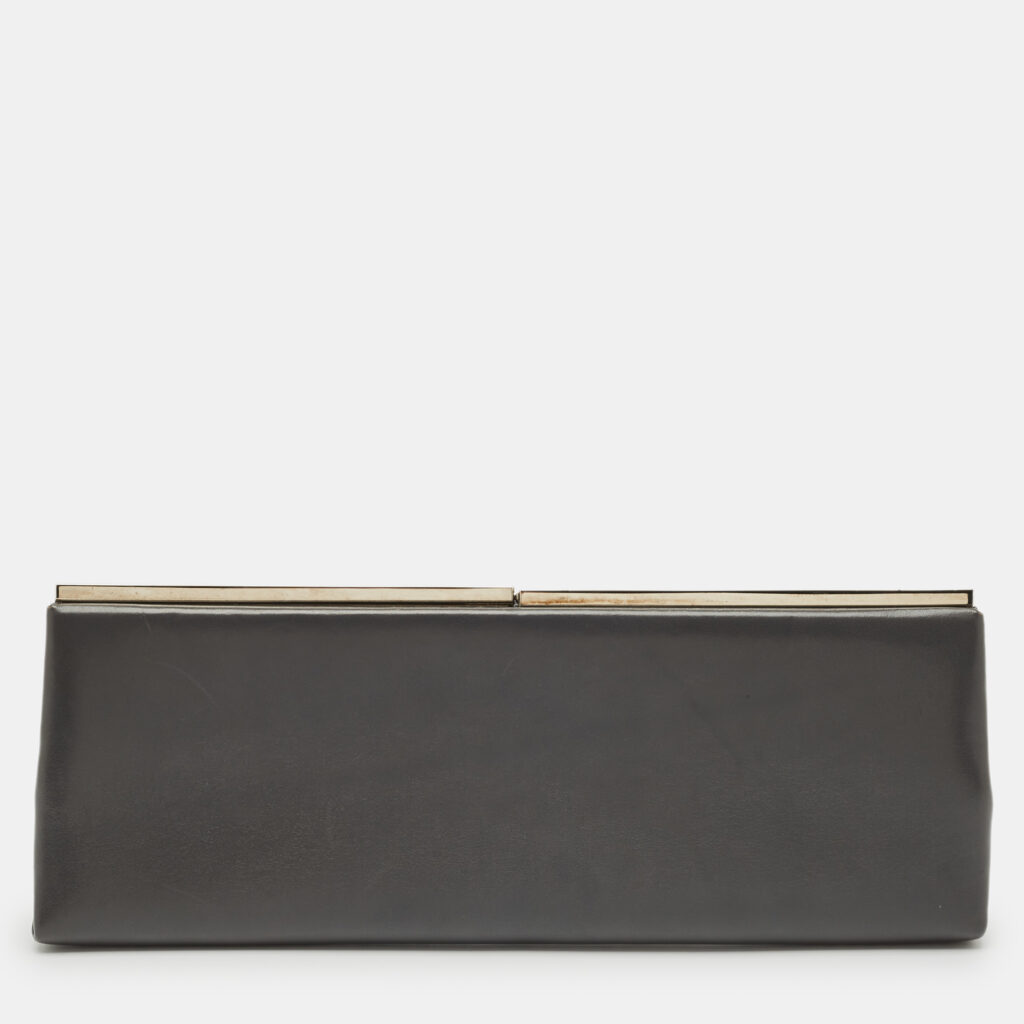 luxury-women-jimmy-choo-used-handbags-p1167842-001-1.jpg Jimmy Choo Grey Leather Frame Clutch