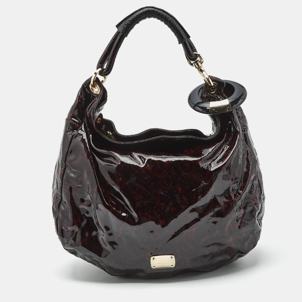 luxury-women-jimmy-choo-used-handbags-p1176347-010-1.jpg Jimmy Choo Red/Black Leopard Print Patent Leather Large Sky Bangle Hobo