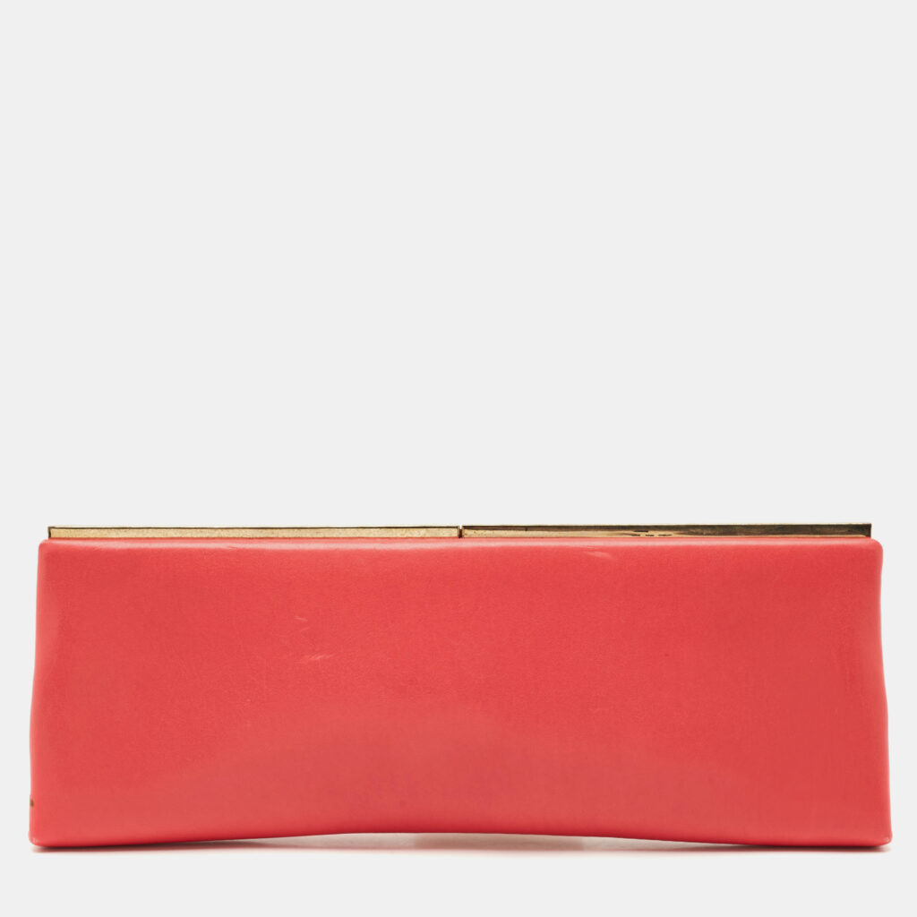 Jimmy Choo Red Leather Long Frame Clutch Jimmy Choo Red Leather Long Frame Clutch