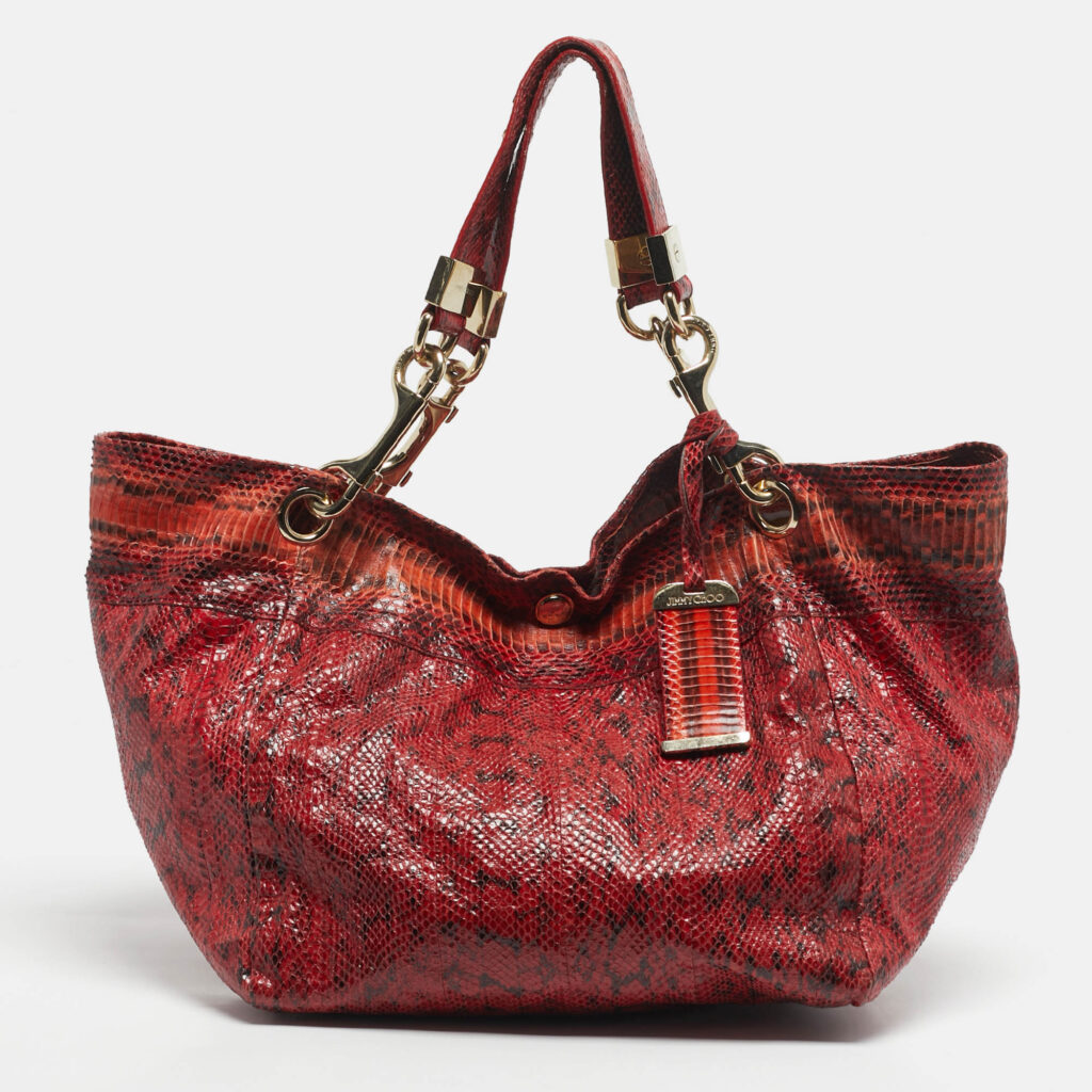 Jimmy Choo Red/Black Snakeskin Lohla Jayne Tote Jimmy Choo Red/Black Snakeskin Lohla Jayne Tote