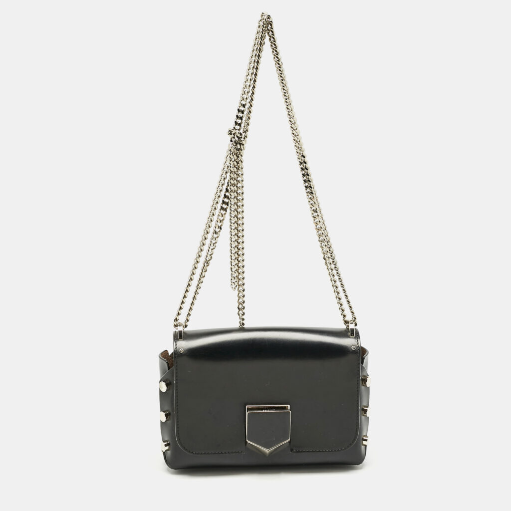 Jimmy Choo Black Leather Lockett City Shoulder Bag