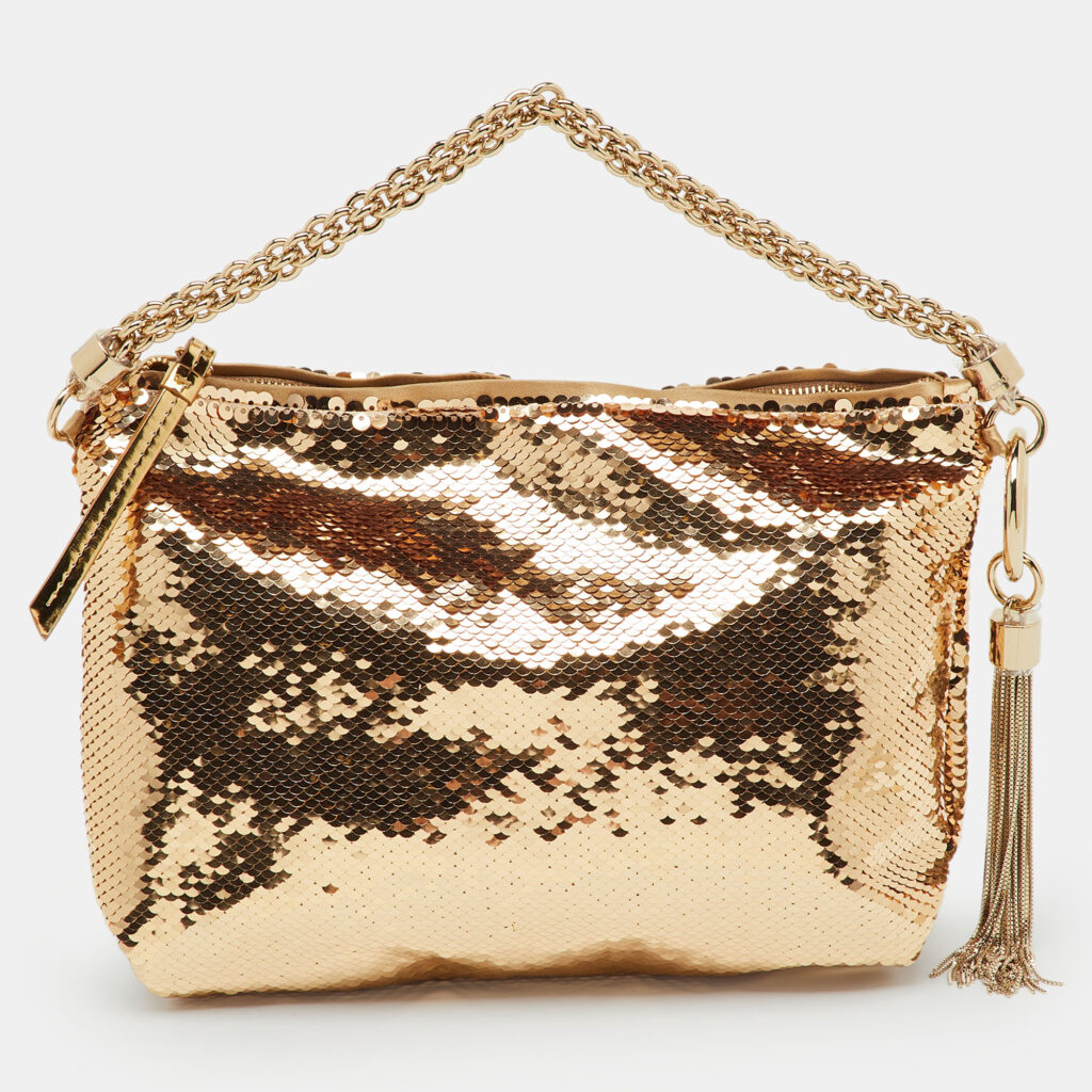 Jimmy Choo Metallic Rose Gold Sequins Mini Callie Bag Jimmy Choo Metallic Rose Gold Sequins Mini Callie Bag