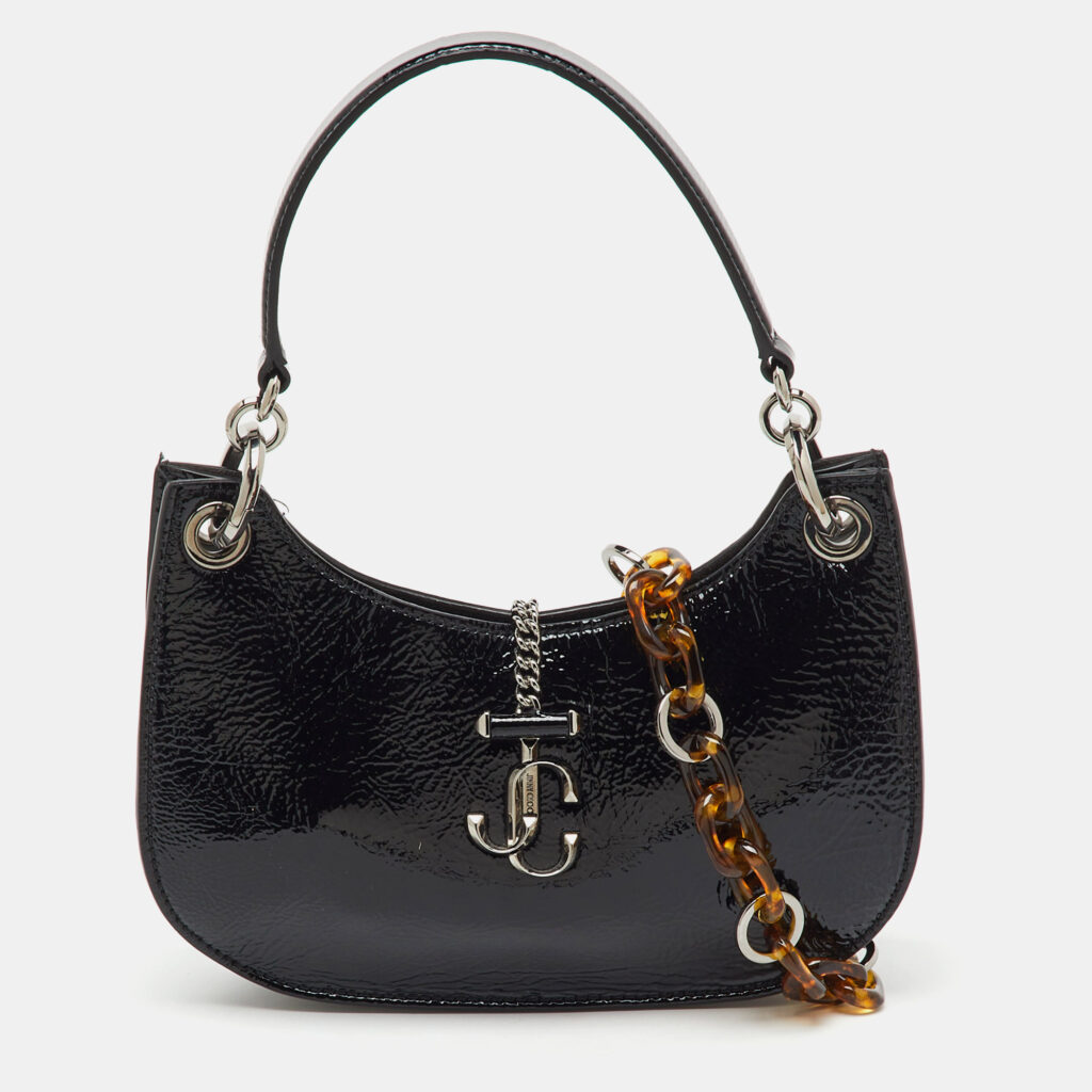 Jimmy Choo Black Patent Leather Varenne Hobo Jimmy Choo Black Patent Leather Varenne Hobo