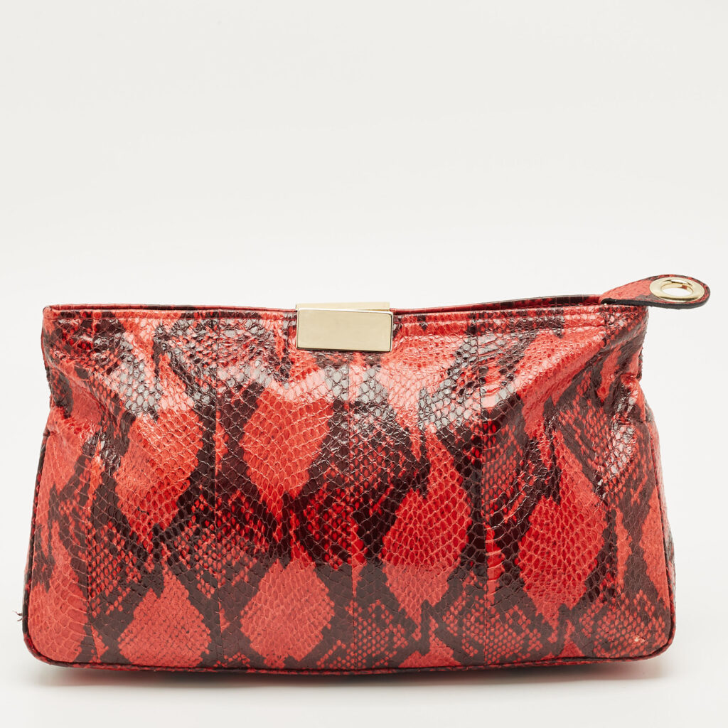 Jimmy Choo Red/Black Watersnake Leather Zulu Clutch