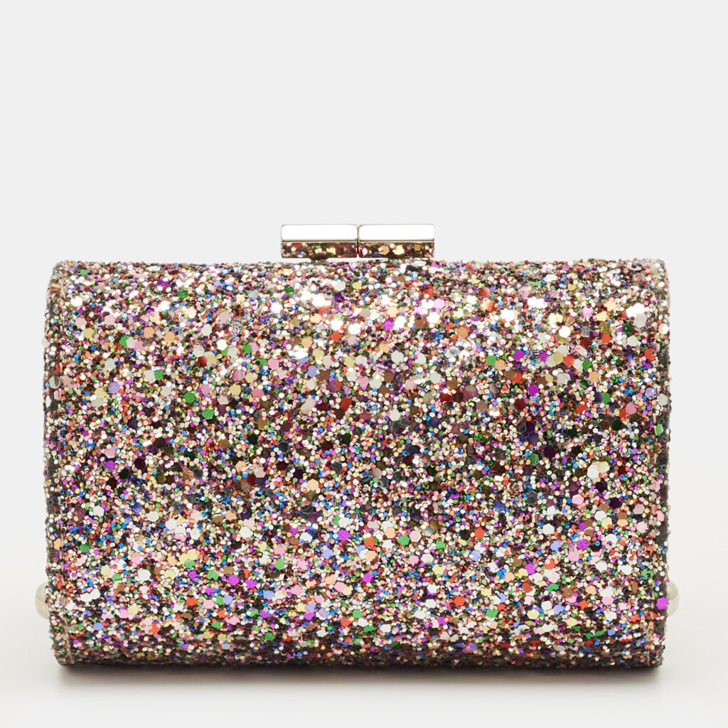 luxury-women-jimmy-choo-used-handbags-p1225917-002-1.jpg Jimmy Choo Multicolor Glitter Fabric Mini Tube Clutch