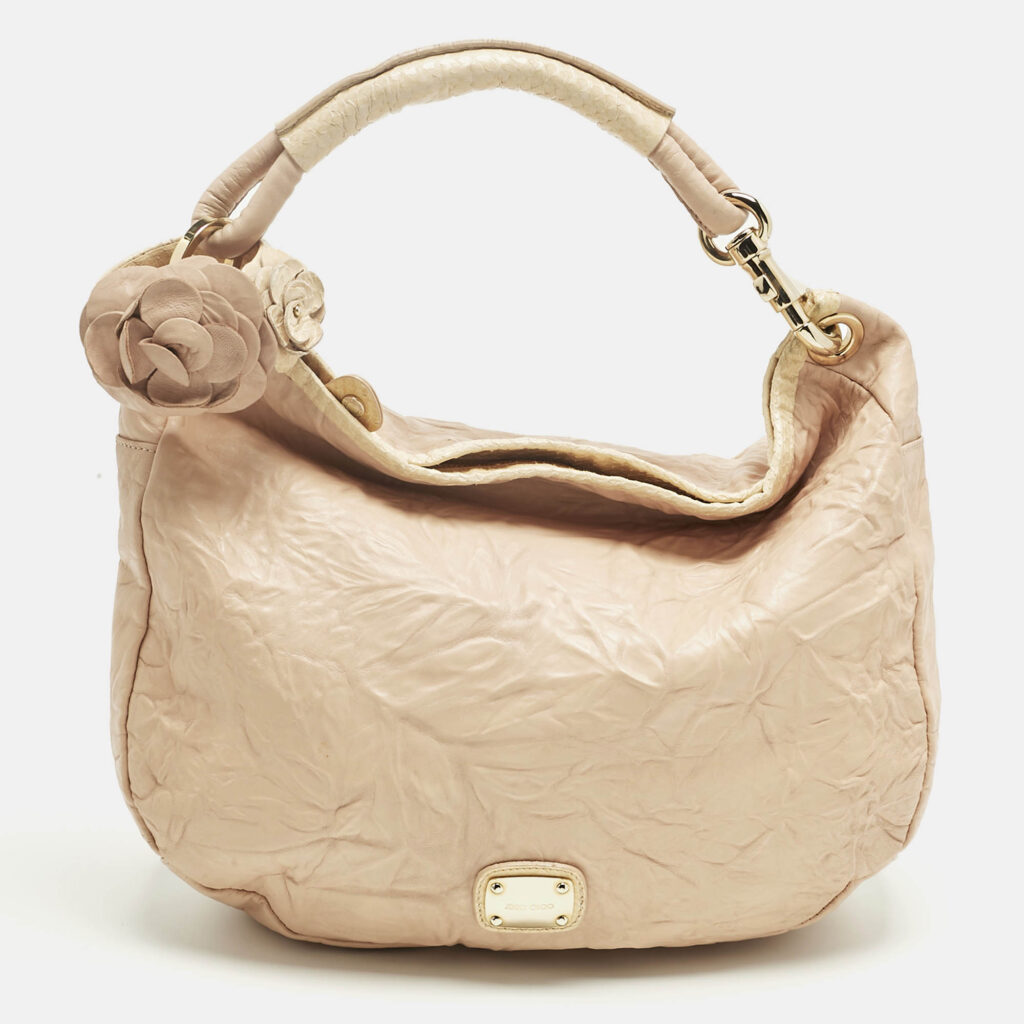 Jimmy Choo Peach Textured Leather and Snakeskin Small Sky Bangle Hobo Jimmy Choo Peach Textured Leather and Snakeskin Small Sky Bangle Hobo