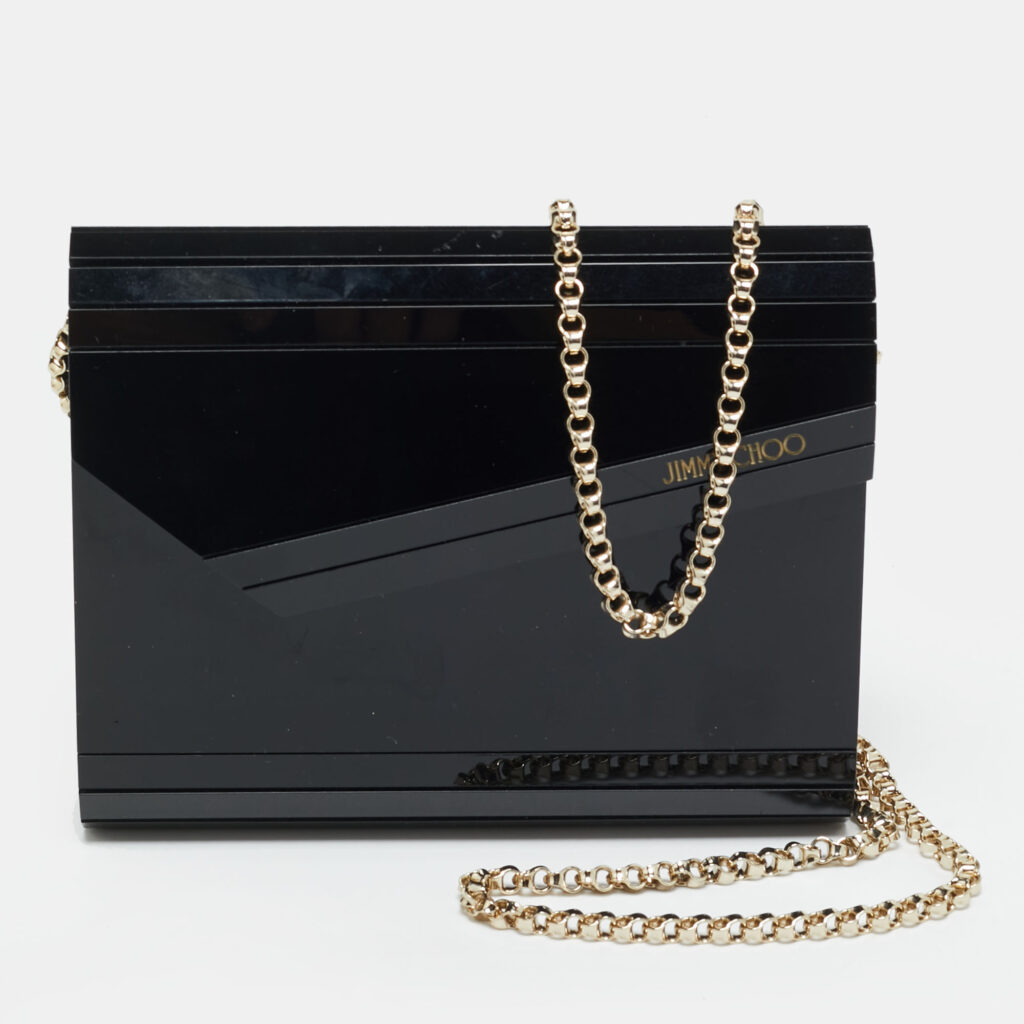 Jimmy Choo Black Acrylic and Leather Candy Chain Clutch