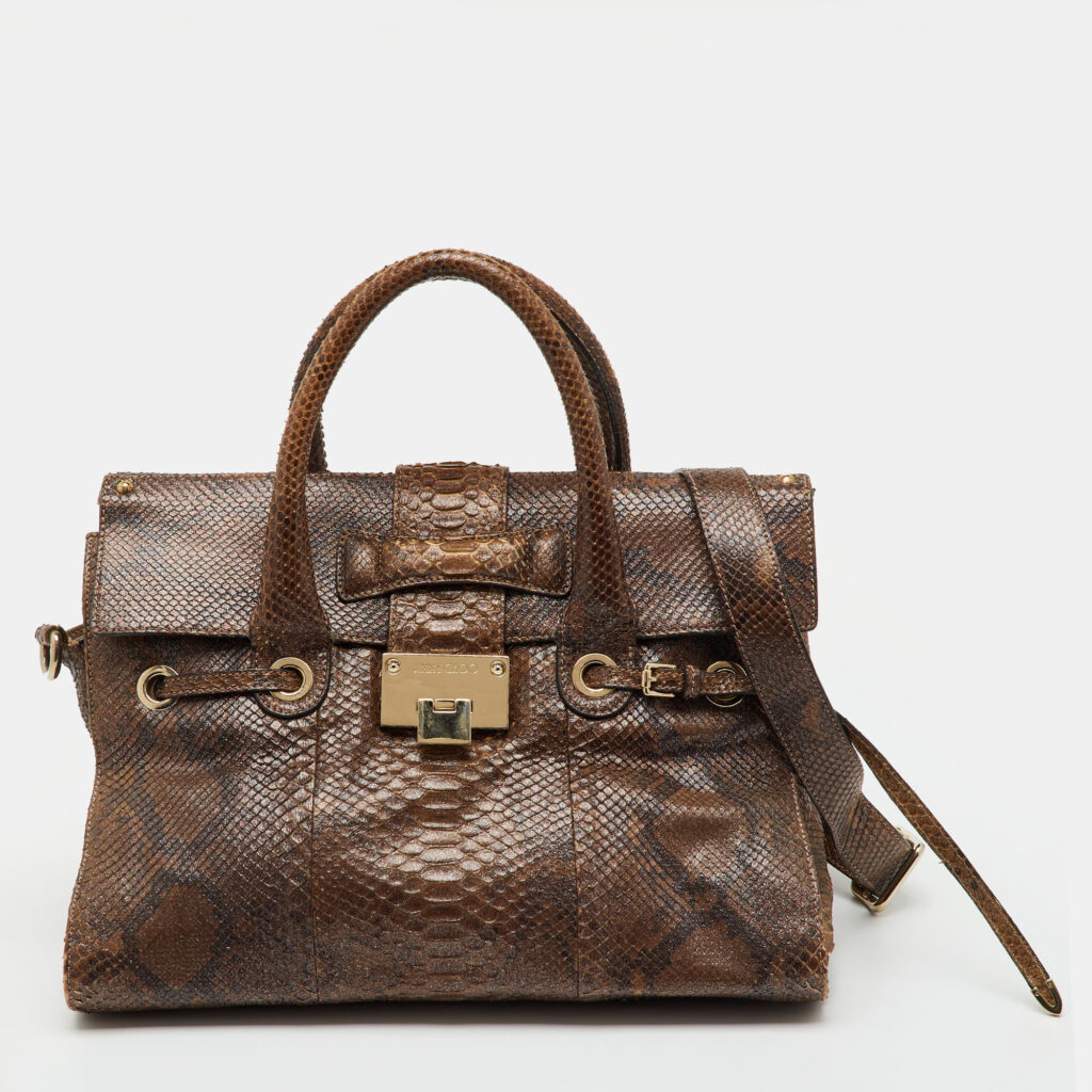 Jimmy Choo Metallic Brown Python Rosalie Satchel Jimmy Choo Metallic Brown Python Rosalie Satchel