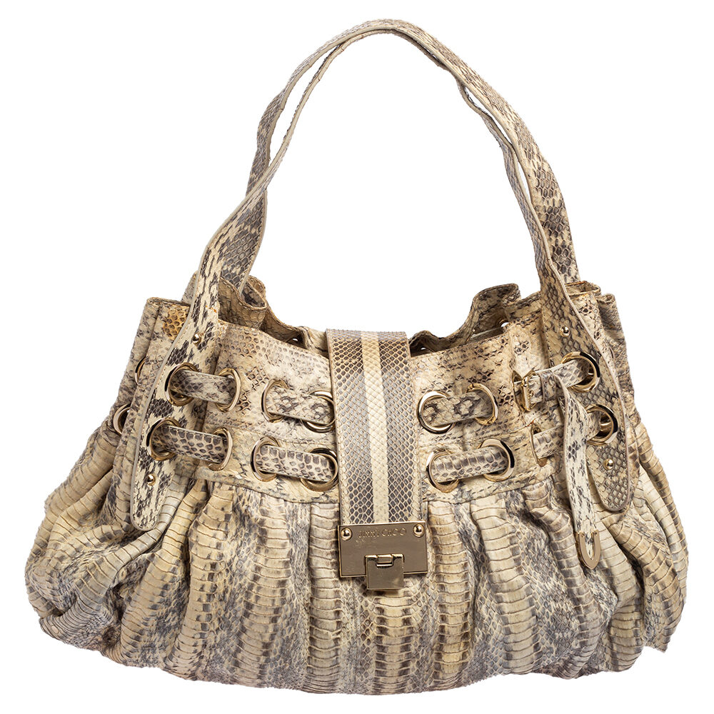 Jimmy Choo Grey/White Water Snake Ramona Shoulder Bag Jimmy Choo Grey/White Water Snake Ramona Shoulder Bag