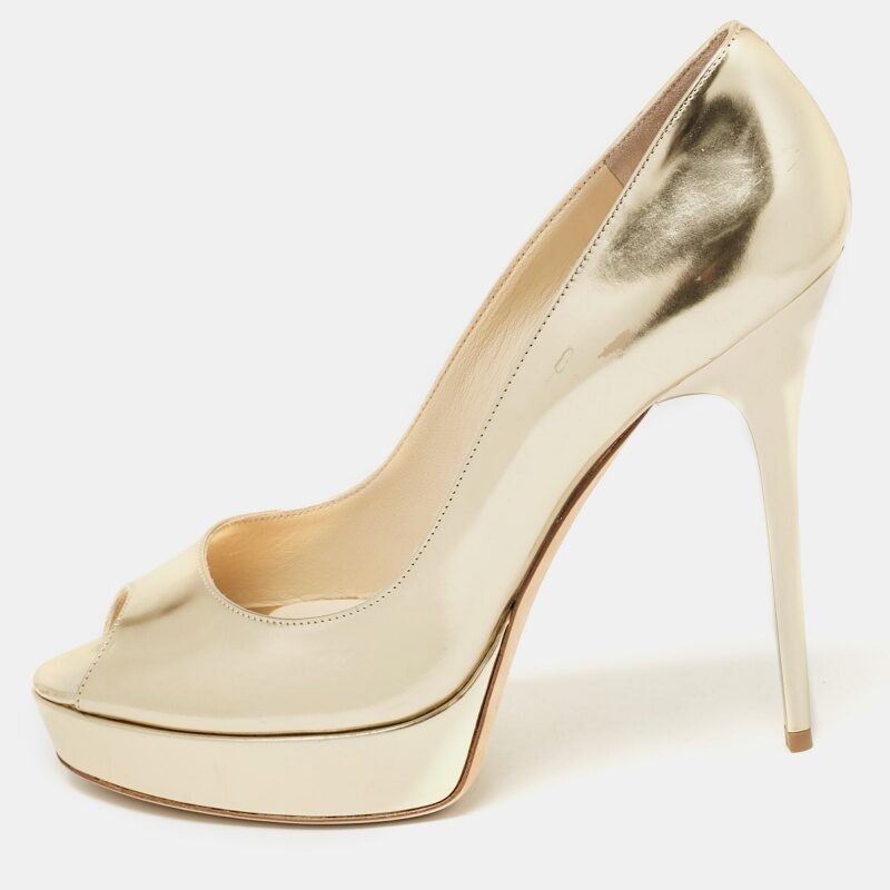 Jimmy Choo Gold Leather Crown Platform Pumps Size 40 Jimmy Choo Gold Leather Crown Platform Pumps Size 40