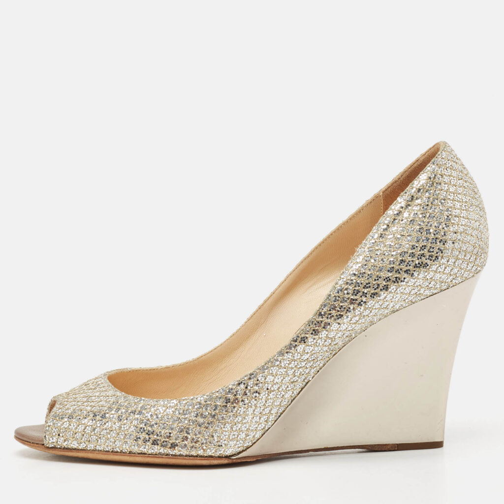 Jimmy Choo Metallic Glitter Baxen Wedge Pumps Size 39 Jimmy Choo Metallic Glitter Baxen Wedge Pumps Size 39