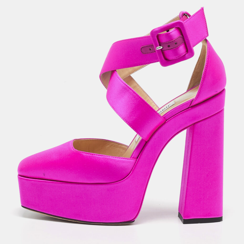 Jimmy Choo Fuschia Satin Buckle Gian Pumps Size 36 Jimmy Choo Fuschia Satin Buckle Gian Pumps Size 36