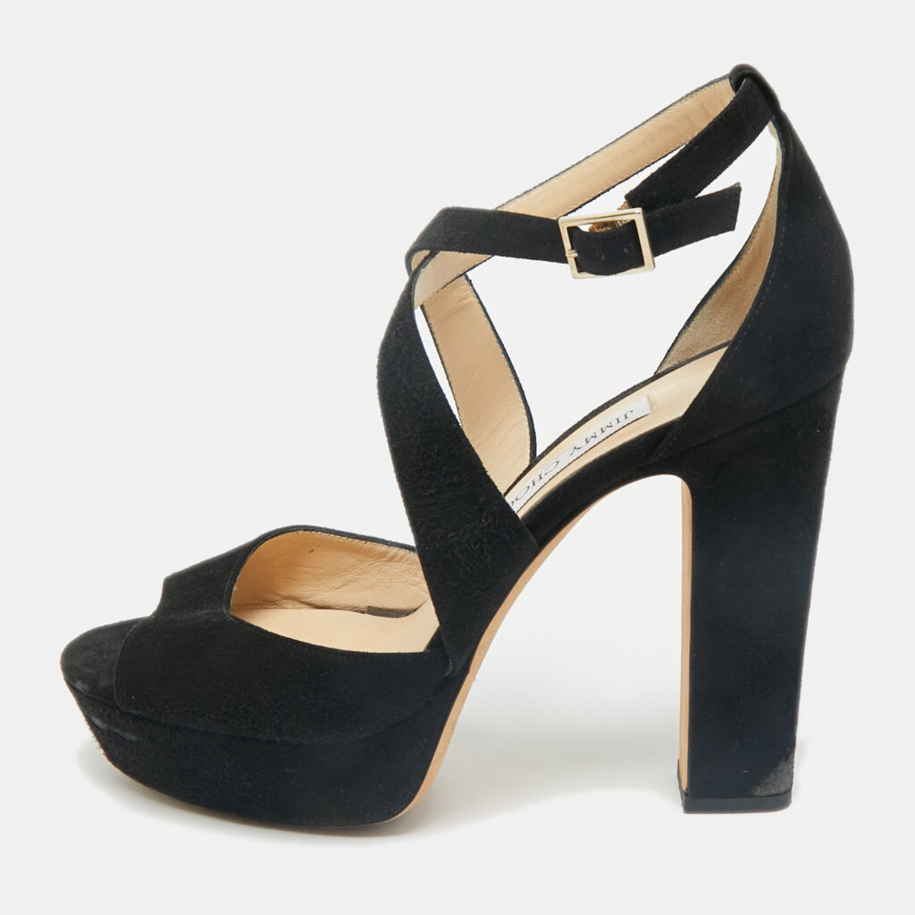 Jimmy Choo Black Suede April Platform Sandals Size 40