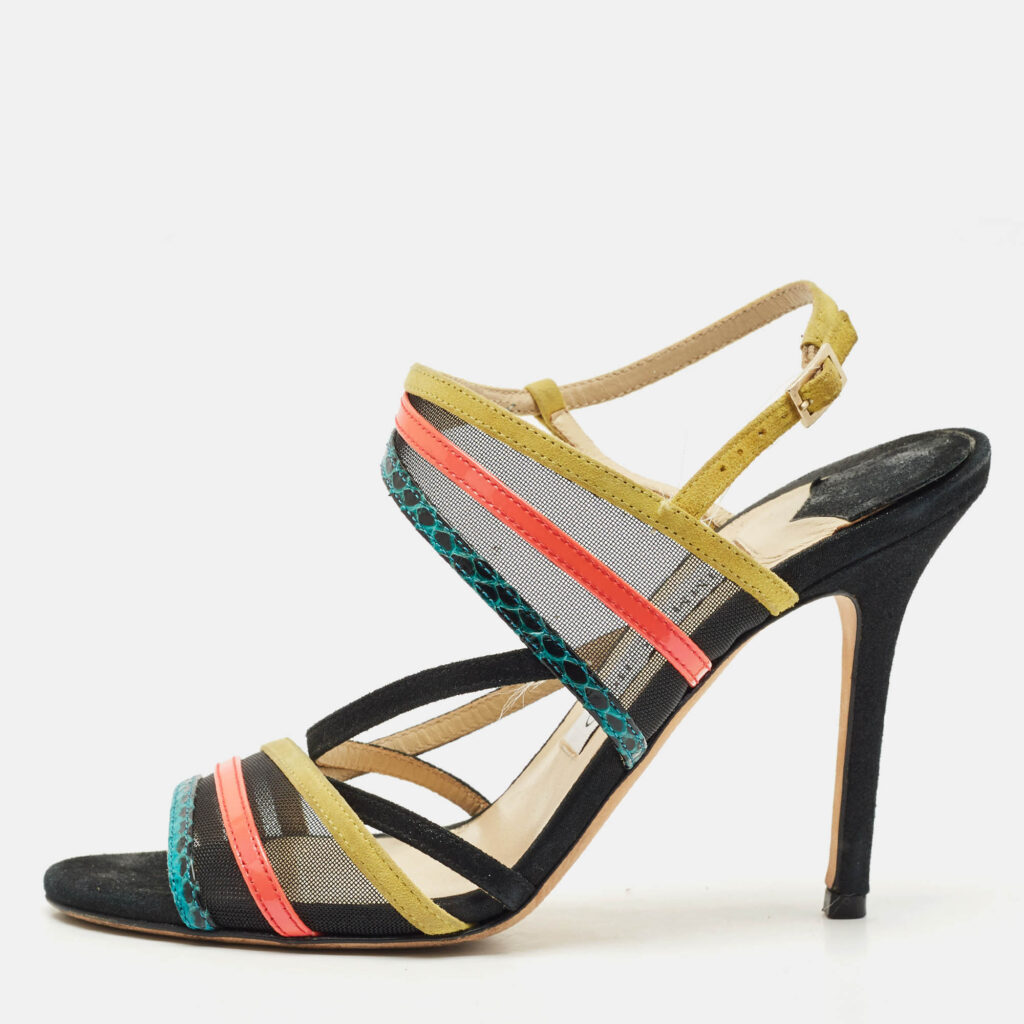 Jimmy Choo Multicolor Suede and Mesh Visby Sandals Size 36.5 Jimmy Choo Multicolor Suede and Mesh Visby Sandals Size 36.5