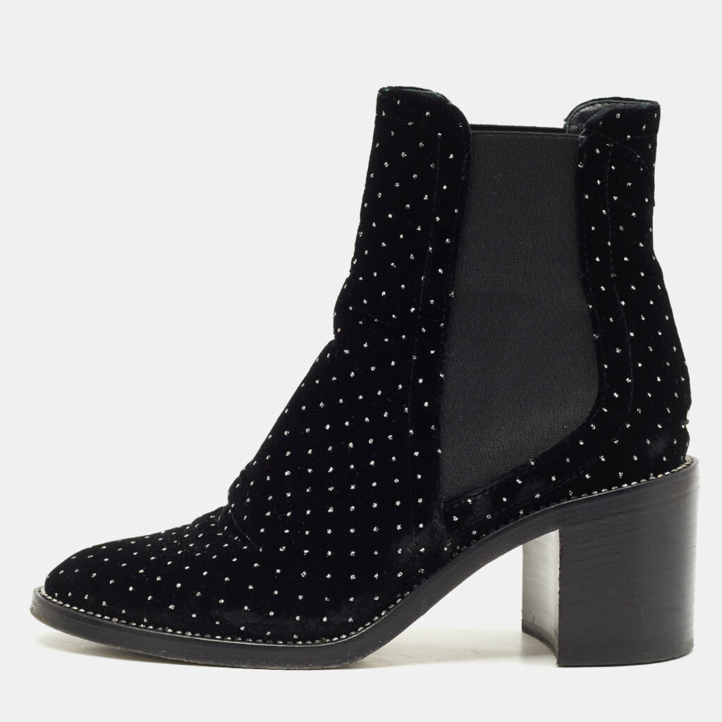 Jimmy Choo Black Velvet Crystal Embellished Ankle Boots Size 39 Jimmy Choo Black Velvet Crystal Embellished Ankle Boots Size 39