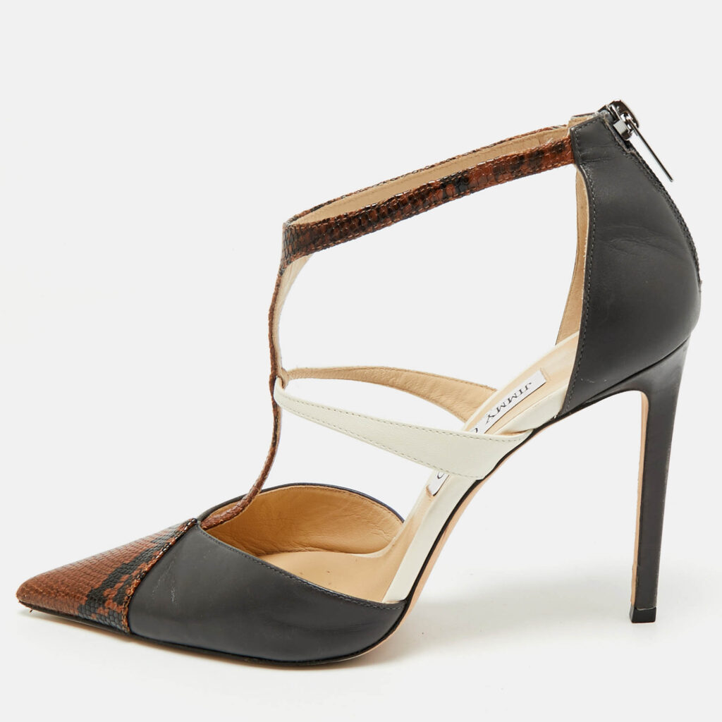 Jimmy Choo Multicolor Snakeskin Embossed and Leather Saoni Pumps Size 40