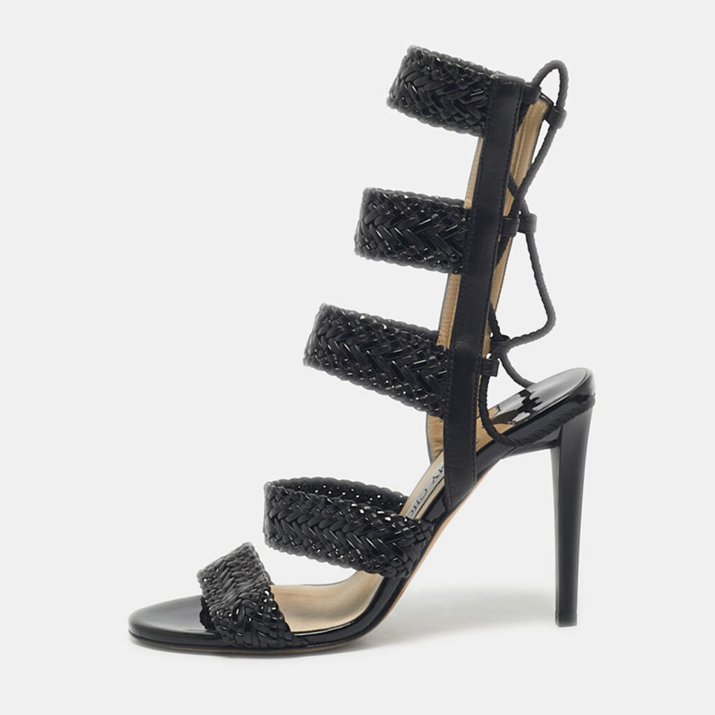 Jimmy Choo Black Patent and Leather Lima Gladiator Sandals Size 37 Jimmy Choo Black Patent and Leather Lima Gladiator Sandals Size 37