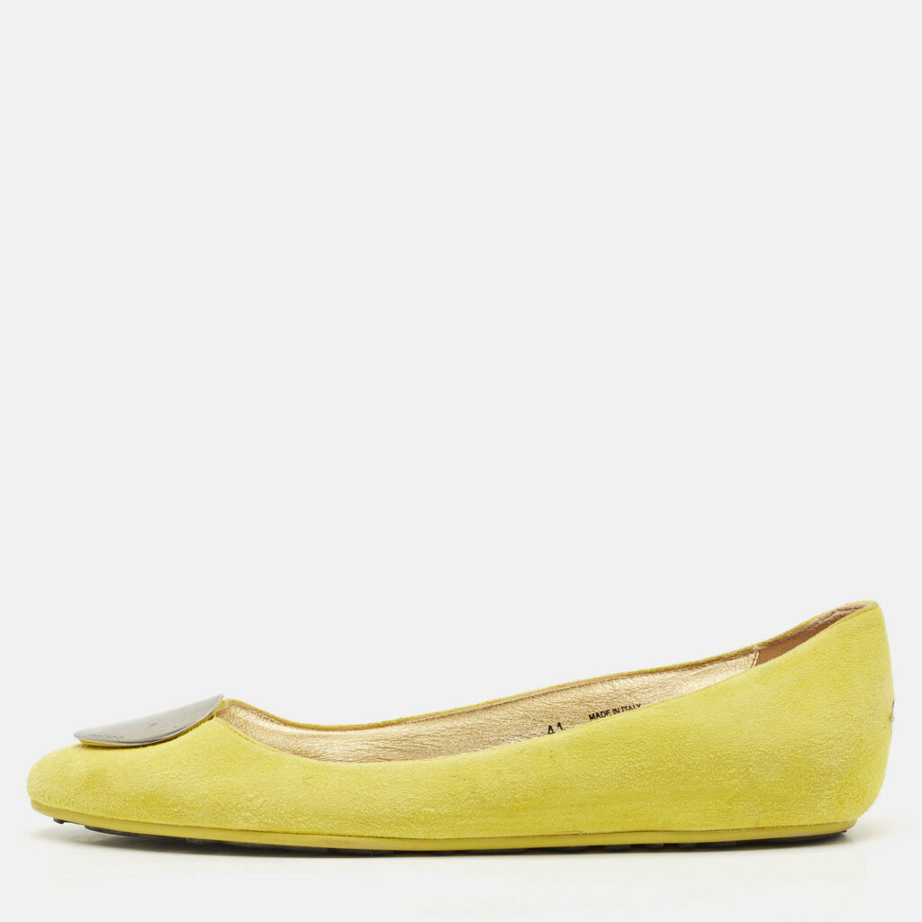Jimmy Choo Neon Green Suede Wray Ballet Flats Size 41