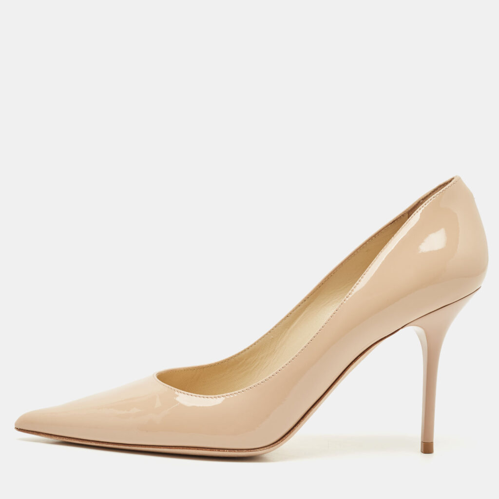Jimmy Choo Beige Patent Leather Romy Pointed Toe Pumps Size 38 Jimmy Choo Beige Patent Leather Romy Pointed Toe Pumps Size 38