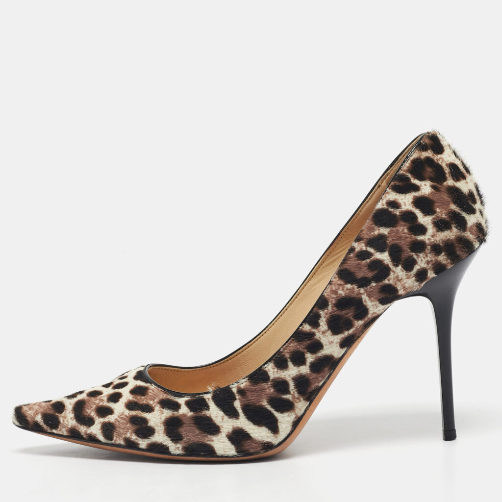 Jimmy Choo Brown/Cream Calf Hair Anouk Pumps Size 38.5
