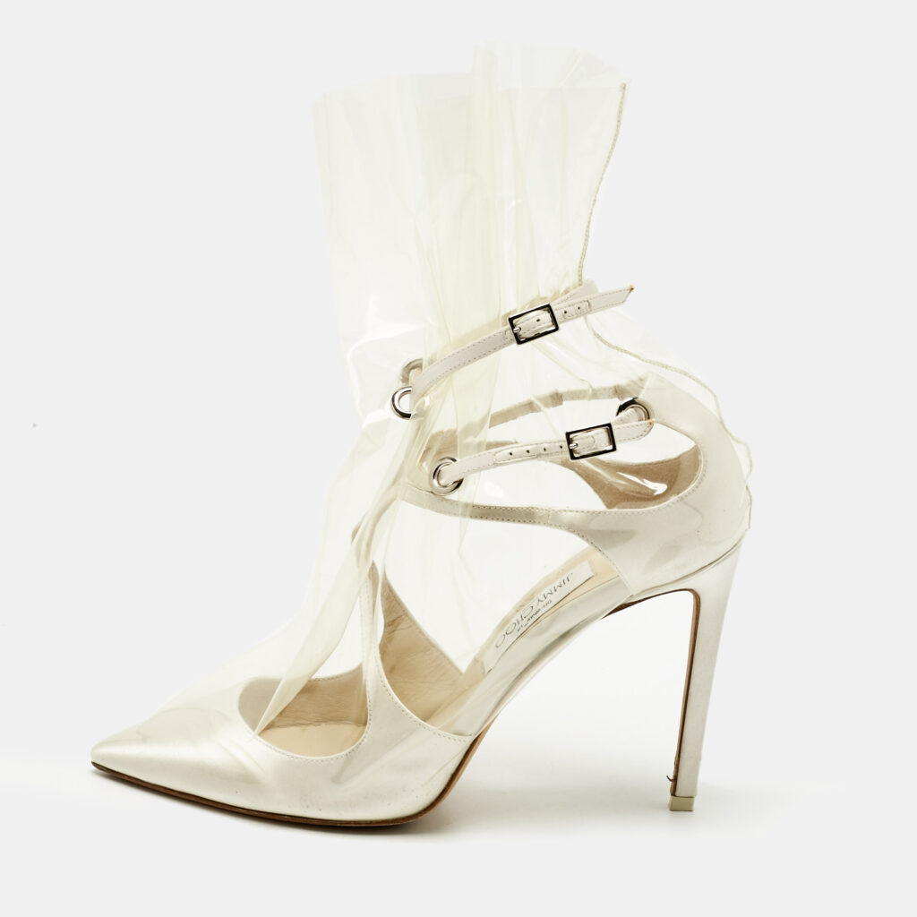 Jimmy Choo X Off White Transparent/White PVC and Satin Claire Pumps Size 41 Jimmy Choo X Off White Transparent/White PVC and Satin Claire Pumps Size 41
