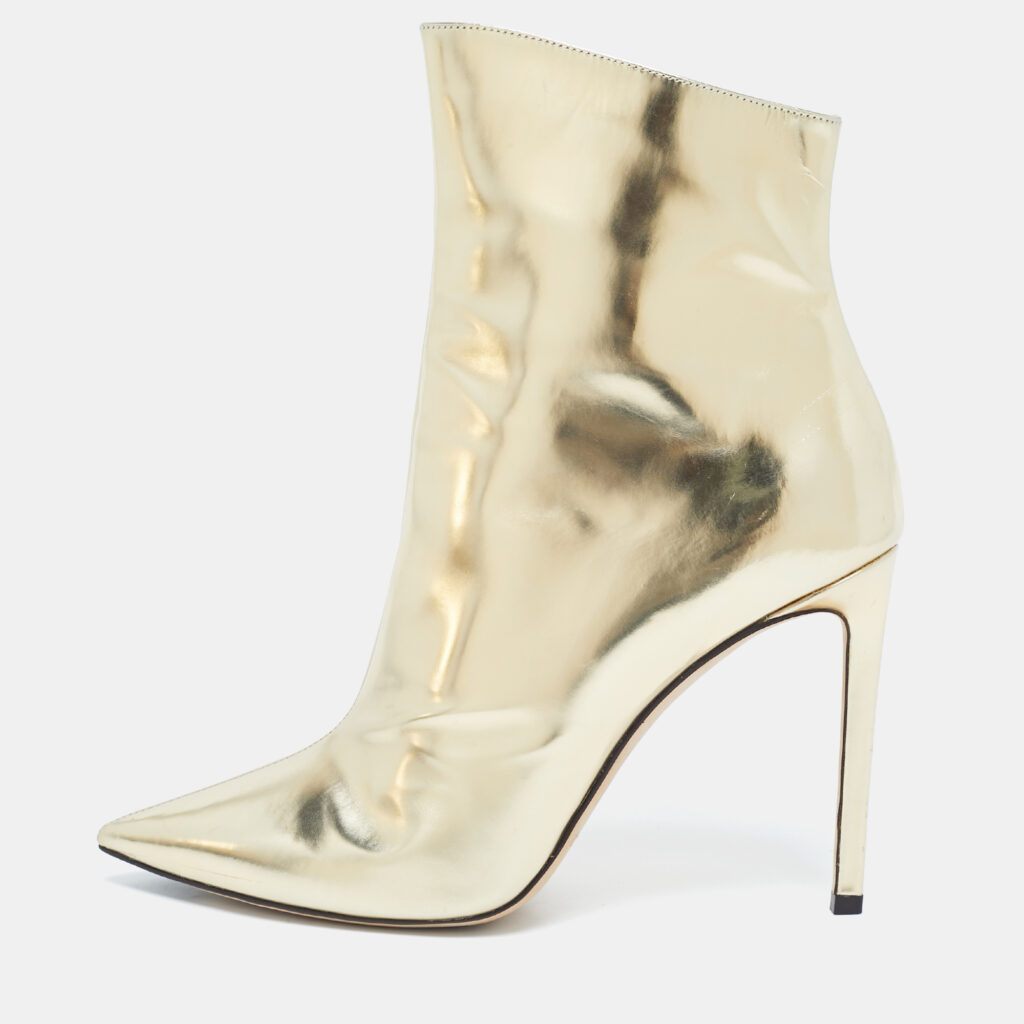 Jimmy Choo Gold Patent Leather Knee Length Boots Size 40 Jimmy Choo Gold Patent Leather Knee Length Boots Size 40
